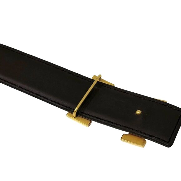 HERMES Vintage Logo Constance Belt #95 Accessory Orange Gold Leather - Picture 9 of 10